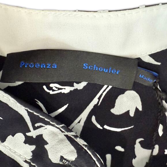 Proenza Schouler Black White Floral Button Long Sleeve Shirt Dress sz 2 NEW Tags - Picture 4 of 16
